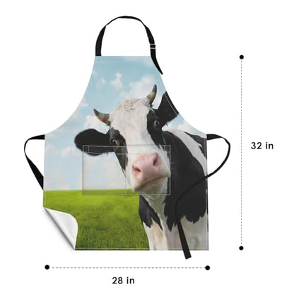 Britimes Apron with Pockets, 32x28 inch, for Women Men, Cow Green - color: Green