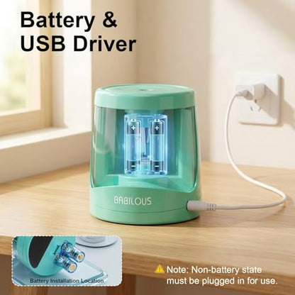 Automatic Pencil Sharpener for Kids/School, USB Battery Electric Sharpener - color: Blue