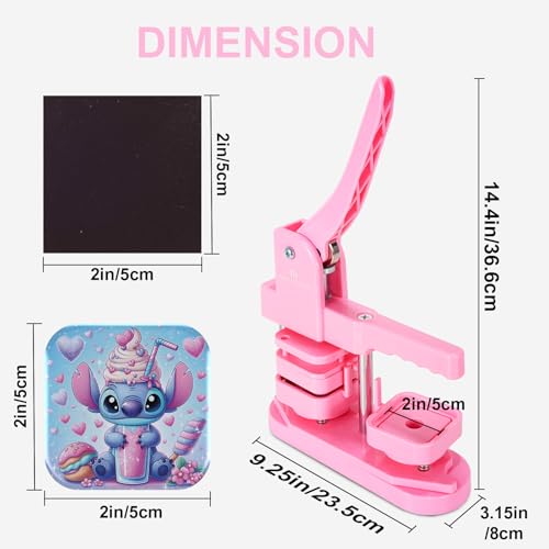 Square Button Maker Machine with 100 Sets of Button Supplies | Button Supplies&Fridge Magnet Maker Supplies,2*2 in(50*50mm) Pin Maker Machine for DIY Personalized Buttons Children DIY Gift - color: Square