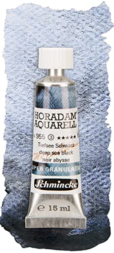 Schmincke - HORADAM® AQUARELL, Super Granulation, 14 955 006 Deep Sea Black, 15 ml tube, very strong granulating colors, finest, super granulating watercolors | 15 ml - color: 955 deep sea black, size: 0.51 Fl Oz (Pack of 1)