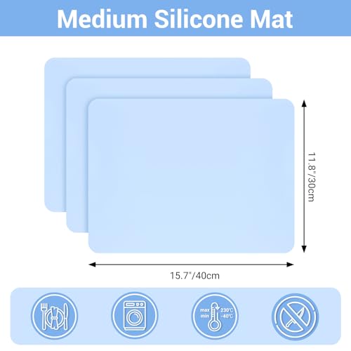 Gartful 3Pack Silicone Sheet for Crafts, Resin Jewelry Casting Molds Mat, Food Grade Silicone Placemat, Multipurpose Table Protector, Nonstick Nonskid Heat-Resistant, Blue (15.7x11.8inch) - color: Blue, size: 3pcs - 40 x 30cm x 0.8mm