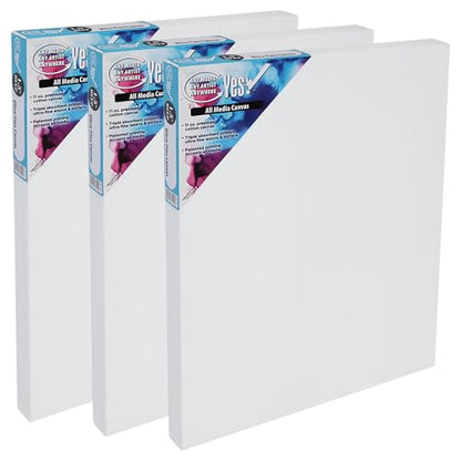 Yes! All Media Stretched Canvas for Painting, 20×30" Canvas 3 Pack, 1-1/2 in Deep, 11oz Weight, Triple-Primed Acid-Free, Accepts Acrylics, Oils, Watercolors & Inks, Fine Close-Weaved Smooth Cotton