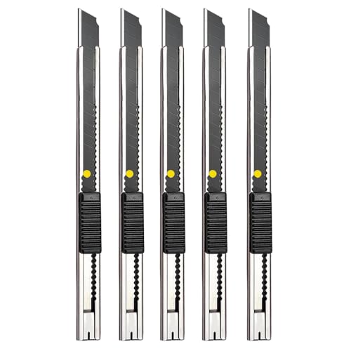 Gebildet 5pcs Right and Left Hand Self-Lock Cutter Knife/Black 9mm Snap Off Blades /60° Blace/SS - color: Ss-black Blade