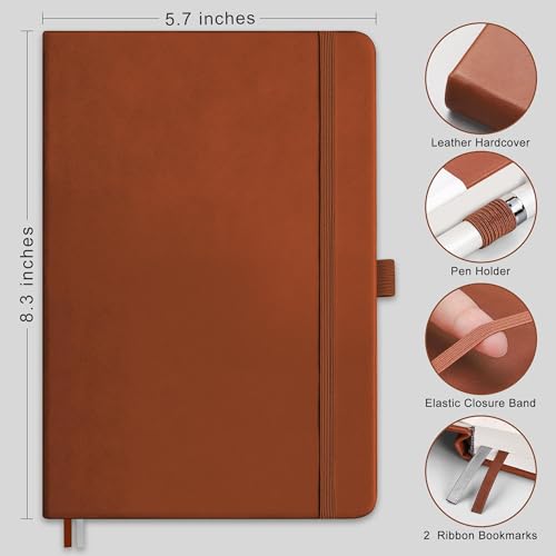 RETTACY Blank Journal Notebook, 192 Pages per Pack, A5 Size (5.7'' x 8.3'') - color: Black & Brown