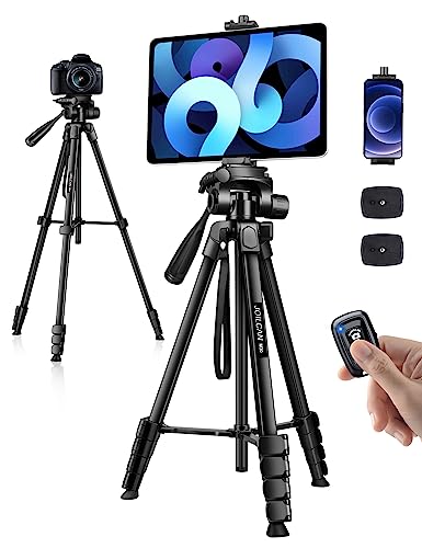 JOILCAN Phone Tripod Stand, 68" Tripod for iPad iPhone Tablet with Remote - color: Black, size: 68 Inch