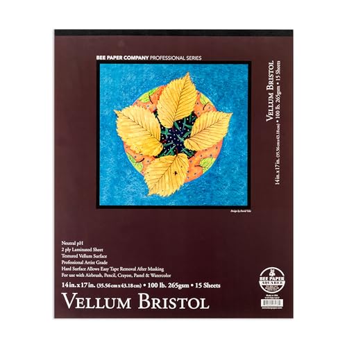 Bee Paper - 14"x 17" Vellum Bristol Paper Pad, 15 Sheets - size: 14-inch x 17-inch, 15 Sheet Tape Bound Pad
