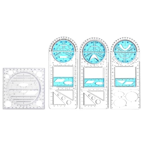 4PCS Multifunctional Geometric Rulers Engineering Ruler for Drawing,School Tool,Office Supply