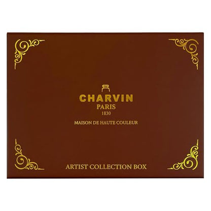 Charvin Extra-Fine Watercolor Pan Set, Intense - Handmade Box Set of 12 Half-Pans - Professional Watercolor Paint Set, Made in France, Smooth Shellac-Like Finish, Glossy & Highly Transparent Pigment - color: Intense