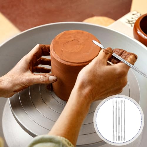 Clay Sculpting Tools, 5 PCS Stainless Steel Pottery Spatula Wax Carving Tools Set Double-Ended Polymer Clay Tools Kit for Modeling, Embossing, Sculpting and Shaping Miniatures