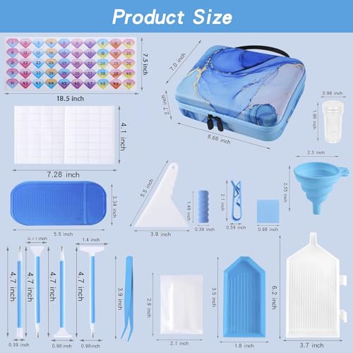 LYMUSUMI 30 Slots Diamond Art Storage Containers Portable Bead Storage Boxes for Diamond Painting Accessories and Tools - color: Blue and white