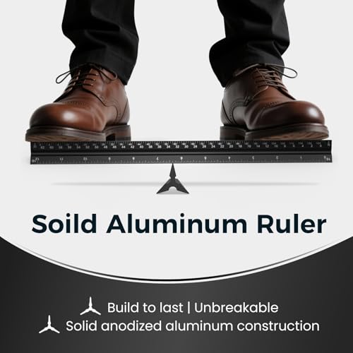 Rena Chris Architectural Scale Ruler: 12" Imperial Aluminum Alloy Metal Architecture Measuring Tools, Engineering Drafting Construction Drawing Blueprints Triangular Architect Scaling Rulers 12 Inches - color: Black