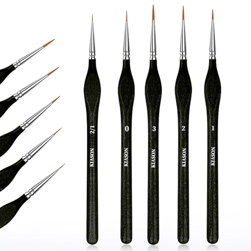 5PC Miniature Detail Paint Brushes Set for Fine Detailing, Black - color: Black, size: 5