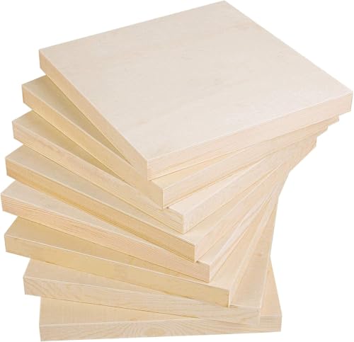 ADXCO 8 Pack Wood Panels 8 x 8 Inch Unfinished Wood Canvas Wooden Panel Boards for Painting, Pouring, Arts Use with Oils, Acrylics