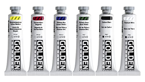 GOLDEN Heavy Body Acrylics Essentials Set, 6 x 2 fl. oz. Tubes