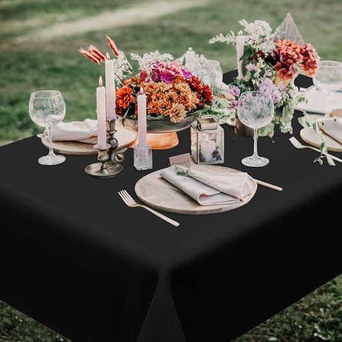 QZYL 4 PCS Picnic Table Cover with Bench Covers, Black Plastic Table Cloths, 54 X 108 in Disposable Waterproof Rectangle Table Covers for Camping Birthdays Weddings Parties Christmas - color: Black, size: 4pcs 54x108 in