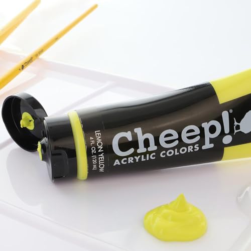 Cheep! Acrylic Paints, 4 oz. Tube - Lemon Yellow, Perfect for Artists - Quality Acrylic Paint Heavy Body Paint Artist and Student - color: Lemon Yellow