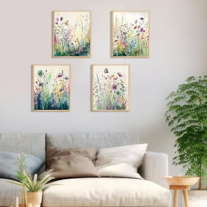 Yeaqee 4 Pcs Wild Flower Diamond Art Kits for Adult Beginners Flower DIY Painting Aesthetic Wall Art Crafts Aesthetic Room Decor Cute Painting Pictures 5d Craft Wall Decor for Home 10 x 11.8'' - style: Wild Flower