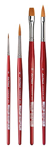 Da Vinci Watercolor Paint Brush Set, CosmoTop Spin Brushes, Multi-Diameter Advanced Synthetic Fibers - Round 0 and 6, Bright 10 and Cats Tongue 8 (5231-4) - style: Spin Starter Set