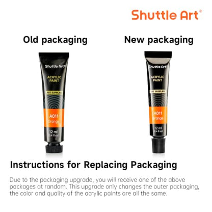 Shuttle Art Acrylic Paint Set, 15 x 12ml Tubes Artist Quality Non Toxic Rich Pigments Colors Perfect for Kids Adults Beginners Artists Painting on Canvas Wood Clay Fabric Ceramic Crafts