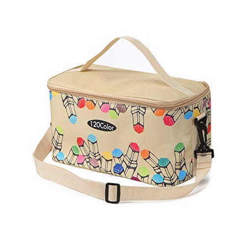 New Marker Pen Case Holder for 120 Markers Organizer Multifunctional Zipper Storage Carrying Bag with Pattern Khaki - color: Khaki
