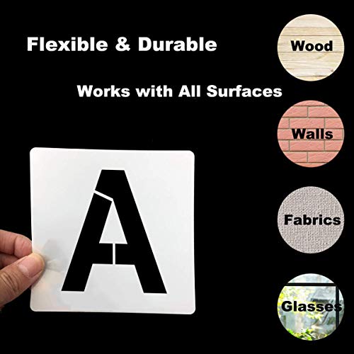 Alphabet Letter and Number Stencils 9 Inch - 40 Pack Large Letters and Numbers Stencil Templates with Signs for Painting on Wood, Reusable Letter Stencils for Chalkboard Signs & Wood Wall Art - size: 9 Inch