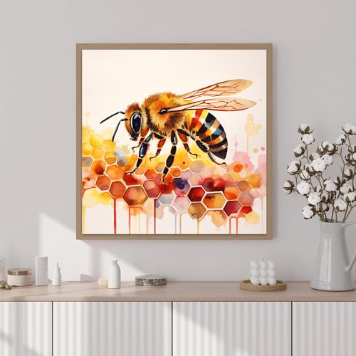 Artunion Framed Paint by Numbers Kit for Adults Beginners & Kids Ages 8-12,Bee Paint by Number with Frame,Watercolor Paint by Numbers Kit on Canvas 10 * 10 Inch Without Easel - color: ZXT-400-F