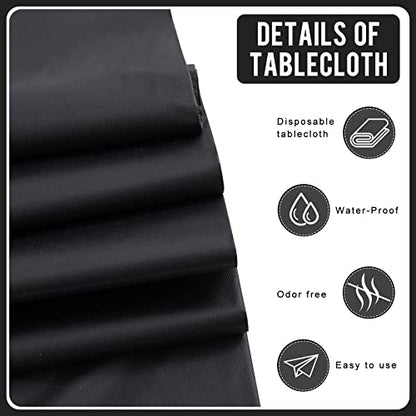 Eleclassi Black 6 Pack Premium Round Disposable Plastic Tablecloth - 84 Inch Round Plastic Table Cloths for Parties Disposable Tablecloth - Round Plastic Tablecloth - Black Round Tablecloth - color: Black