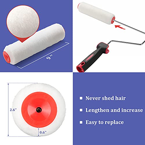 FLY HAWK Paint Roller,4 FT Brush kit Multi-Function Paint Roller kit with House Paint Roller Brush Stainless Steel Pole, New Splicing Rod, Mural Brush for Walls and Ceiling (White) (4 FT) - size: 4 Feet