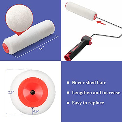 FLY HAWK Paint Roller,4 FT Brush kit Multi-Function Paint Roller kit with House Paint Roller Brush Stainless Steel Pole, New Splicing Rod, Mural Brush for Walls and Ceiling (White) (4 FT) - size: 4 Feet