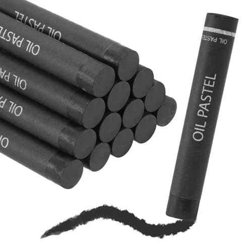 MECCANIXITY Soft Oil Pastels, Oil Pastel Crayons Vibrant Color Blendable Art Supplies for Painting Drawing Blending Painting Artists Beginners Professional(Black, Pack of 16) - color: Black