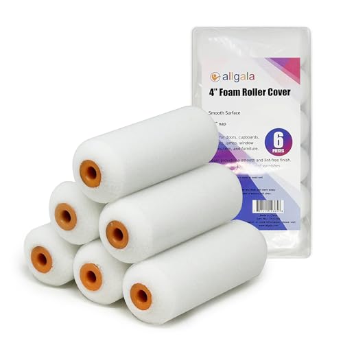 Allgala Foam Paint Roller, 6 Pack 4 inch Shedless High Density Foam Mini Paint Roller Cover for Trim Wall Funiture Doors Cabinets, Cupboards - size: 4" Foam (Pack of 6)