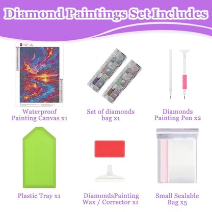 MAXBYE Diamond Art Kits for Adults, River of Light Bedazzling Dot Painting for Adults，5D Full Drill Gem Art Painting Kit, Easy DIY Craft for Stress Relief 12x16in - color: ZD063