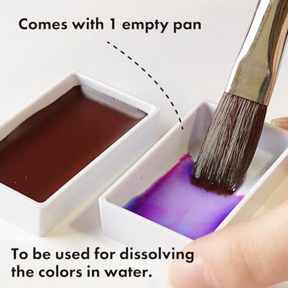 Kuretake Irodori Kobako Sakura Watercolor Paint Set with Brush Pens, Japan | 5 granulating & metallic colors, brush pen & water brush pen, Professional Use, Artist Grade - color: Sakura Pattern