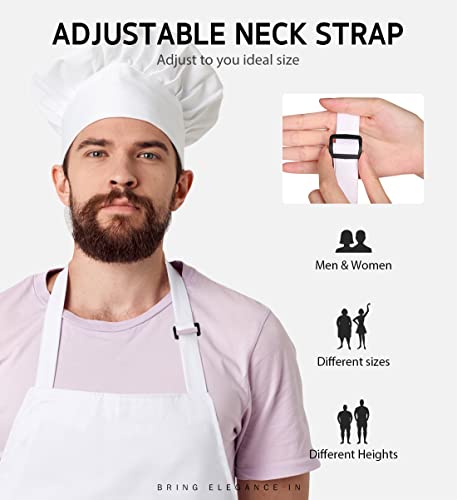 Syntus Apron for Men Women, Adjustable Cooking Kitchen Apron with 2 Pockets | Machine Washable, Firm Stitching, Stain Resistance, Long Tie Straps, 2 Pockets, Versatility, Unisex Use, Gift, BBQ - color: Basic White, style: 2 Cotton