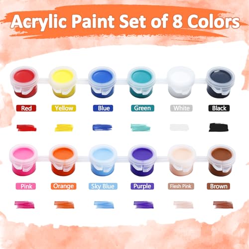 24Set Canvas and Easel for Painting, Washable Acrylic Set, 12 Color