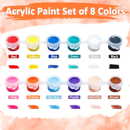 24Set Canvas and Easel for Painting, Washable Acrylic Set, 12 Color