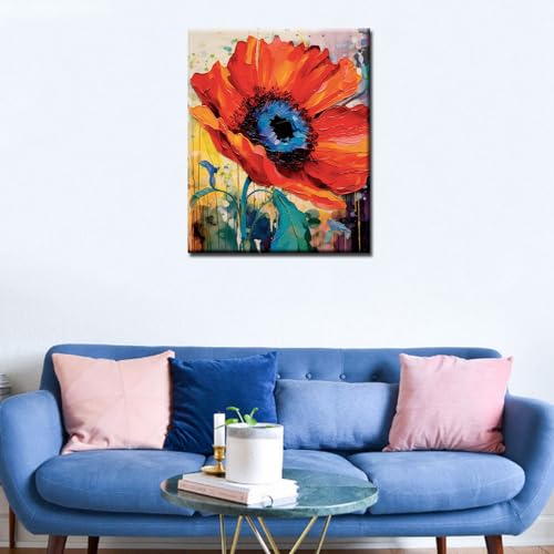 Beautiful Flowers Digital Canvas DIY Children's Digital Painting Classic Pattern Design,Abstract Graffiti Digital Painting, Modern Art Color Picture Digital Painting, (DIY Frame) - color: Plant-05, size: 16''x20''(DIY Frame)