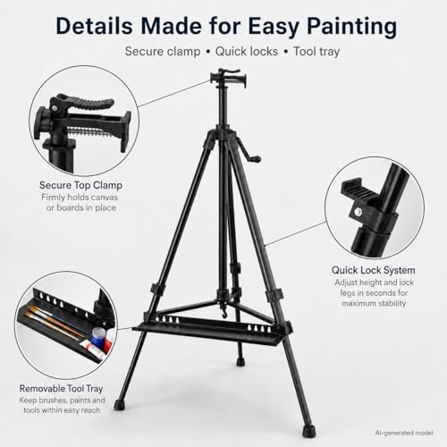RRFTOK 21-61 Inch Adjustable Art Easel Stand for Painting with Tray - style: 61B 1-Pack