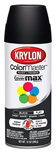 Krylon K05160202 ColorMaster Paint + Primer, Flat, Black, 12 oz. - color: Black, size: 12 Ounce (Pack of 1), style: Flat