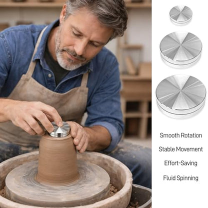 Mnvhoky Ceramic Clay Pottery Throwing and Trimming Spinner Tools, Small Rotary Clay Tools for Potters and Clay Artists,3-Pack(25mm, 38mm, 45mm)