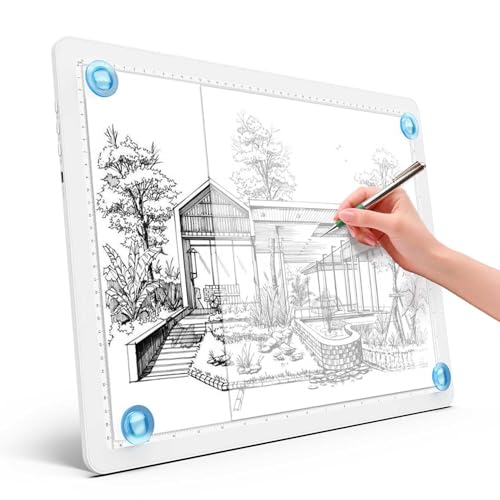 Heanolier A3 Artist tracing Light Box Copy Table,(18.2" L x 13.4" W) Super Bright Magnetic Light Pad with Side Buttons,USB-C Power Dimmerable Light Board for Diamond Painting,Drawing,Sketching(White) - color: White, size: A3 without Bag