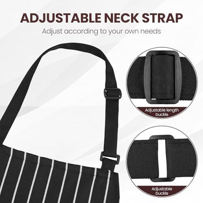 Serrenf 2 Pack Apron, Cooking Kitchen Aprons, Adjustable Bib Apron with 2 Pockets for Men Women Chef Apron - color: Black