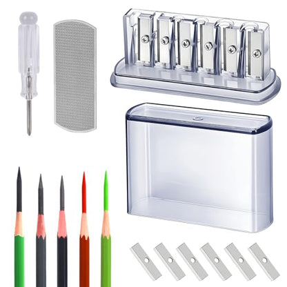 6-Hole Long Point Manual Pencil Sharpener for Artists, Sketching, Drawing