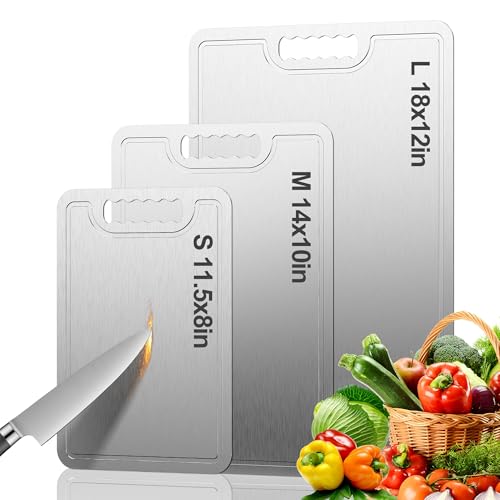 Titanium Cutting Board,100% Pure Titanium Cutting Boards for Kitchen, 2025 New Double Sided Food-Grade Chopping Board for Cutting Meat Vegetable Fruit-Large(18x12in） - size: L: 18"L x 12"W
