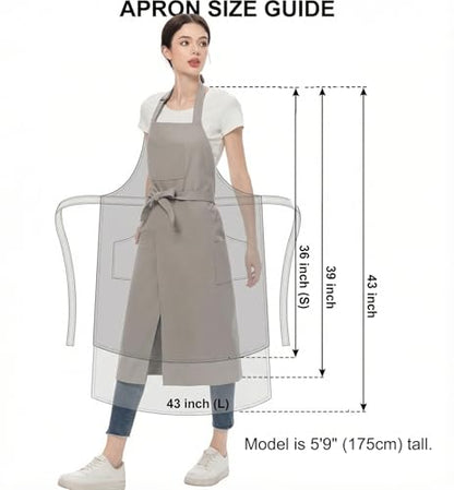 Pottery Apron Split Leg,100% Cotton Artist Apron 3 Pockets for Women Men,Ceramics Clay - color: Light Grey, size: 39" long