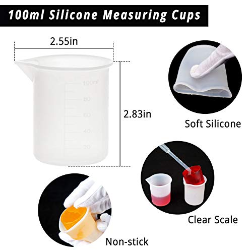 Gartful 100ml Silicone Measuring Cups for Resin Mixing, 6PCS Mixing Cups for Epoxy Resin, Jewelry Casting Molds, Acrylic Paint, Reusable Non-stick Pouring Tools - size: Small-100ml*6