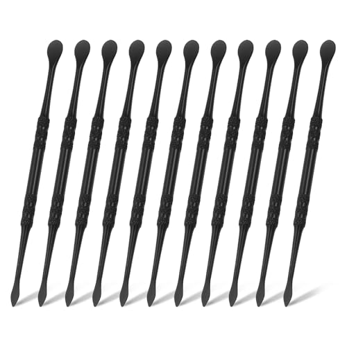 HARFINGTON 11pcs Wax Carving Tool 4.75" Double-Headed Stainless Steel Sculpture Tools Kit Modeling Engraving Sculpting Spoons for Clay Pottery Crafts Shaping, Black Plated - color: Black Plated