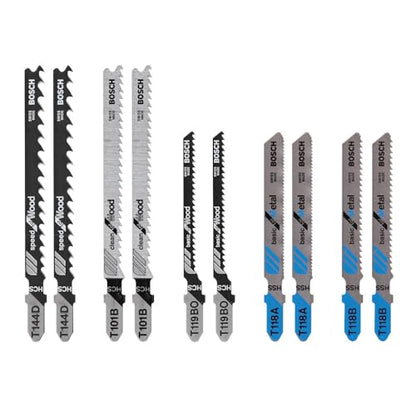 Bosch T5002A 10 pc. T-Shank Jig Saw Blade Set for Wood and Metal - size: 10 pack