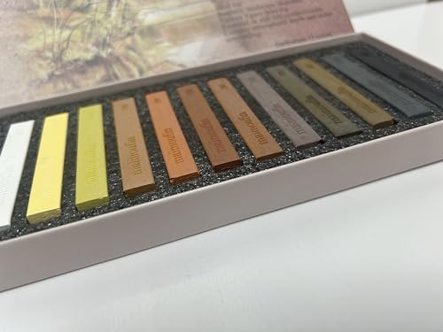 12‑Pack Earth‑Tone Soft Chalk Pastels,Artist Pastels (Brown) | Soft Pastels for Artists Professional Grade Square Chalk Soft Pastels Blendable, For Artist,Drawing, Painting & Sketching - color: Brown