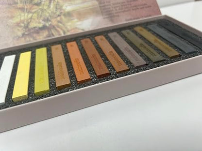 12‑Pack Earth‑Tone Soft Chalk Pastels,Artist Pastels (Brown) | Soft Pastels for Artists Professional Grade Square Chalk Soft Pastels Blendable, For Artist,Drawing, Painting & Sketching - color: Brown